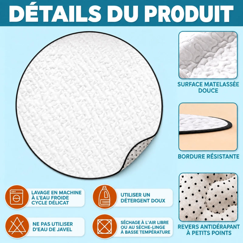 Tapis Rond Matelassé Personnalisée – Cadeau de Noël pour Les Amoureux Des Animaux – Plein de pattes