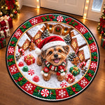 Tapis Rond Matelassé Personnalisée – Cadeau de Noël pour Les Amoureux Des Animaux – Plein de pattes