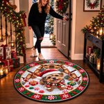 Tapis Rond Matelassé Personnalisée – Cadeau de Noël pour Les Amoureux Des Animaux – Plein de pattes