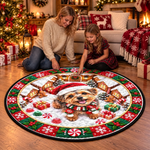 Tapis Rond Matelassé Personnalisée – Cadeau de Noël pour Les Amoureux Des Animaux – Plein de pattes