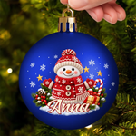 Cadeaux de Noël Bonhomme de Neige Personnalisés avec Prénom pour Enfants et Famille - Boule de Noël Personnalisée