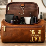 Trousse de Toilette Personnalisée en Similicuir - Cadeau pour Papa, Papy et Mari - Le Kit Ultime pour Homme