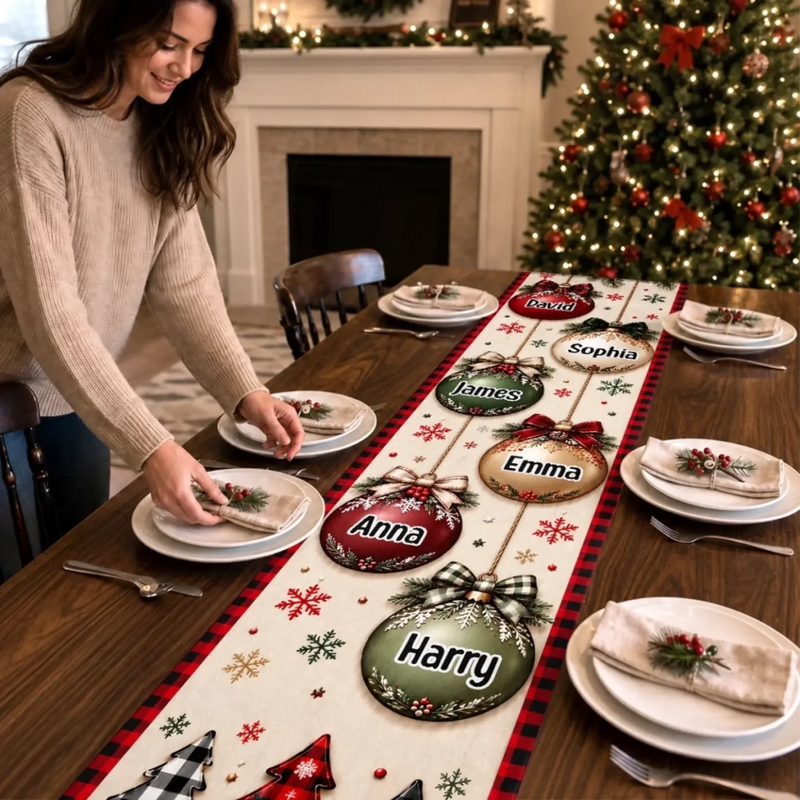 Décoration De Table De Noël Avec Nom Personnalisé - Chemin De Table Personnalisé - Mieux Ensemble