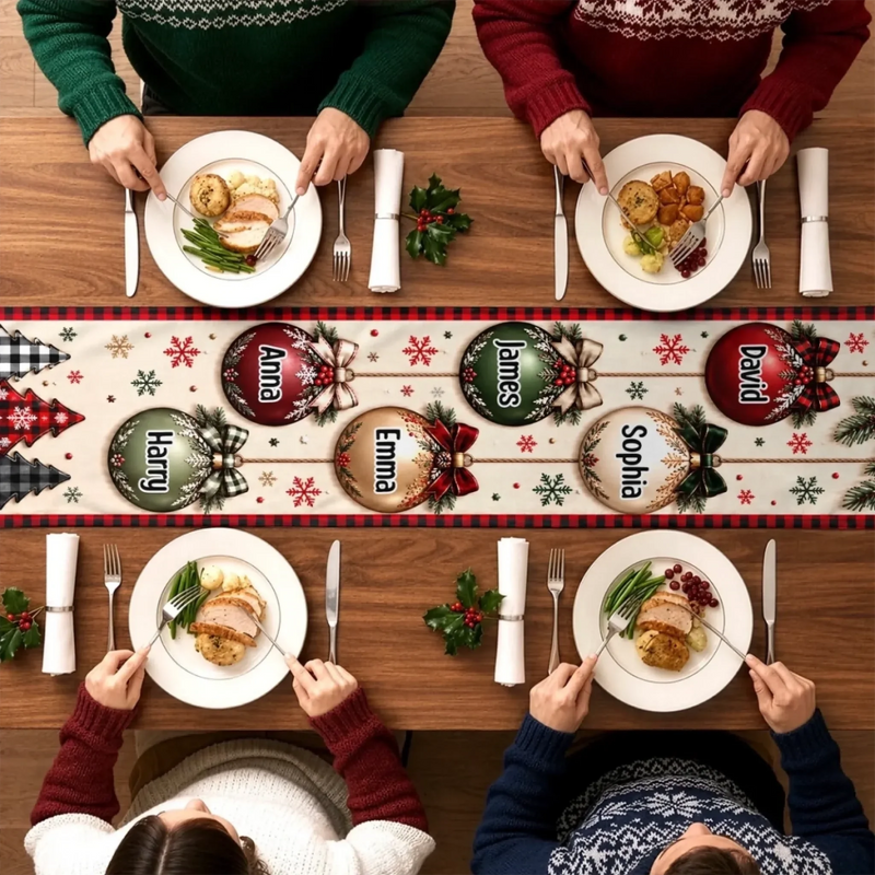 Décoration De Table De Noël Avec Nom Personnalisé - Chemin De Table Personnalisé - Mieux Ensemble