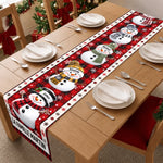 Décoration De Noël Avec Famille De Bonhommes De Neige Et Noms Personnalisés - Chemin De Table Personnalisé