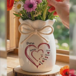 Vase À Fleurs Personnalisé Avec Corde – Cadeau Pour Maman, Mamie – L’Amour Grandit Ici